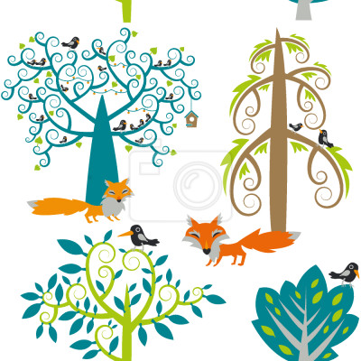 Tapete Rotfüchse im Wald für Kinder