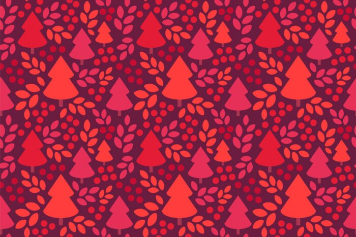 Tapete Rubinwald mit Weihnachtsbäumen