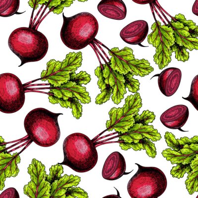 Tapete Rüben ganz und in Stücken auf weißem Hintergrund