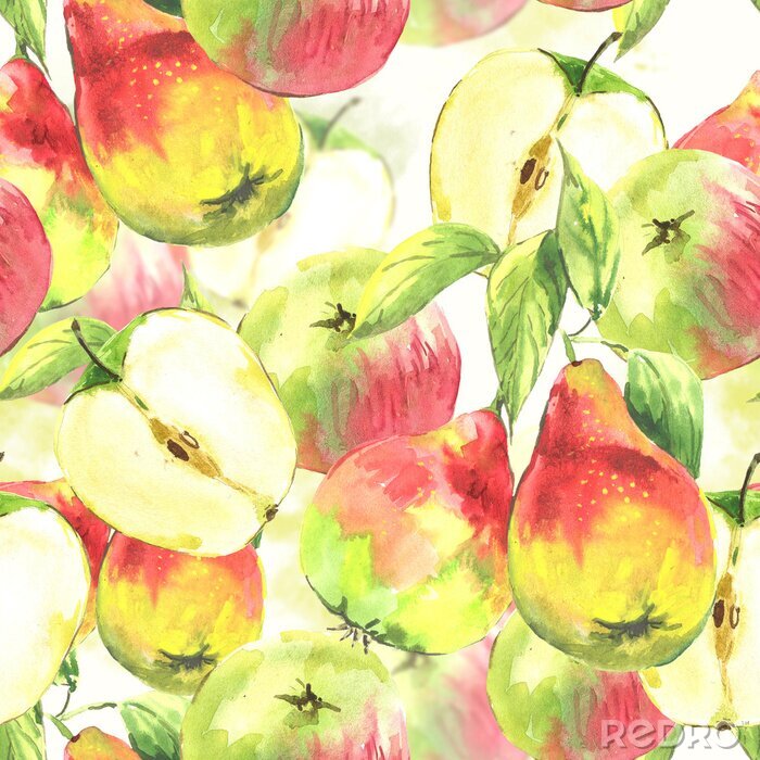 Tapete Rustikale Zeichnung von Äpfeln