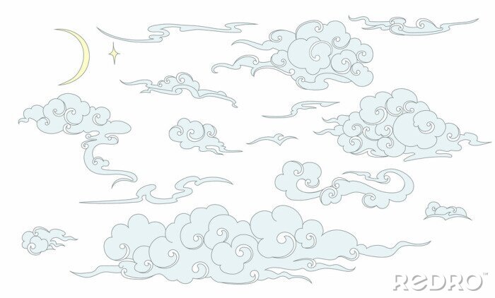 Tapete Satz Wolken im chinesischen Stil