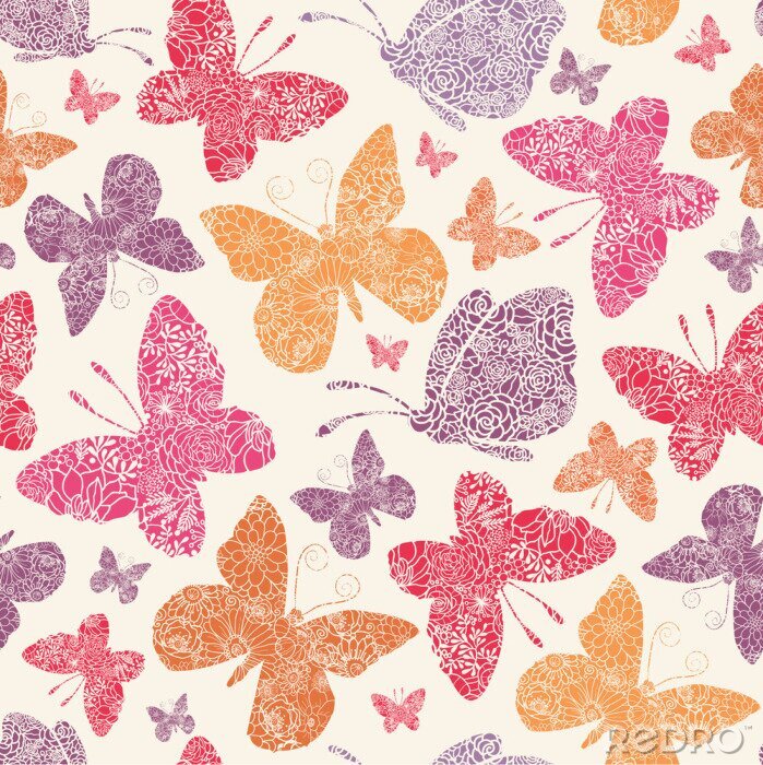 Tapete Schmetterlinge für Mädchen bunt