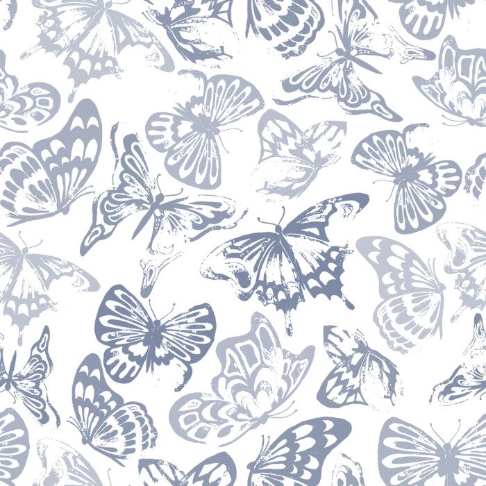 Tapete Schmetterlinge in Grautönen
