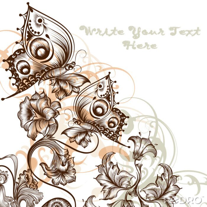 Tapete Schmetterlinge in Zierform