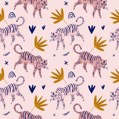 Tapete Schöne rosa Tiger