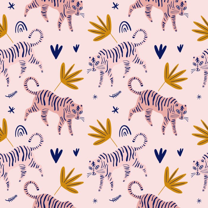 Tapete Schöne rosa Tiger