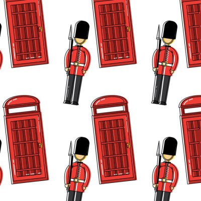 Schutz- und Telefonstand London-Großbritannien-Musterbildvektor illustratedd Design