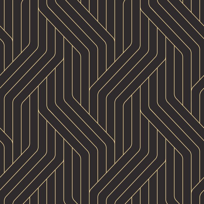 Tapete Schwarz-goldenes Muster im Art Déco-Stil