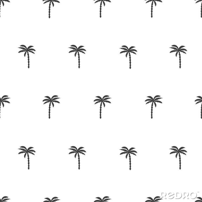 Tapete Schwarz-Weiß-nahtlose Muster mit Palme. Vector tropischen Hintergrund.