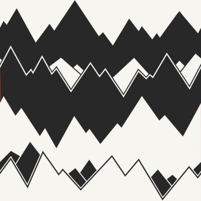 Tapete Schwarz-weiße grafische Berge