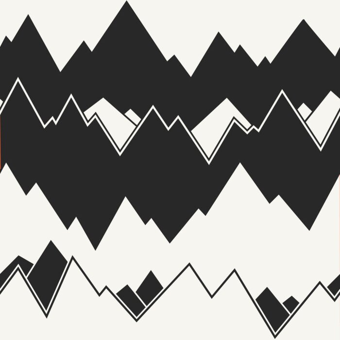 Tapete Schwarz-weiße grafische Berge