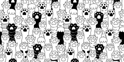 Tapete Schwarz-weiße Katzenpfoten