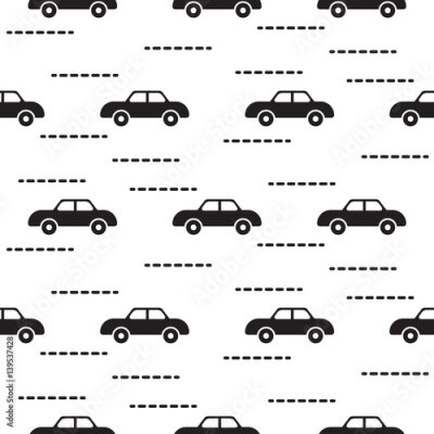 Tapete Schwarz-weiße Spielzeugautos für einen Jungen