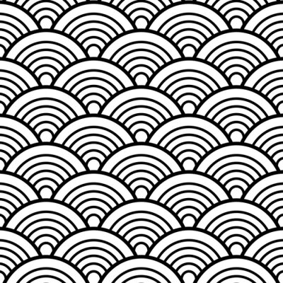 Tapete Schwarz-weiße symmetrische Wellen