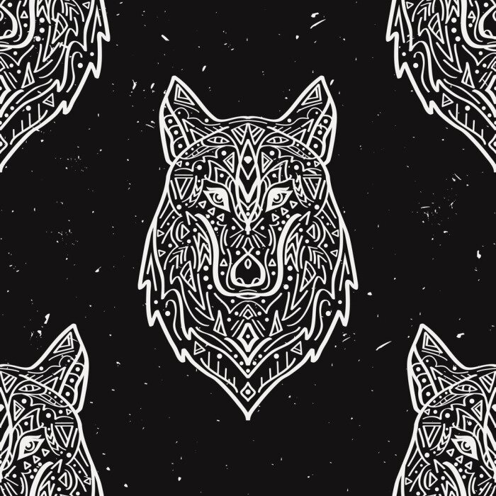 Tapete Schwarz-weiße Zauberwölfe