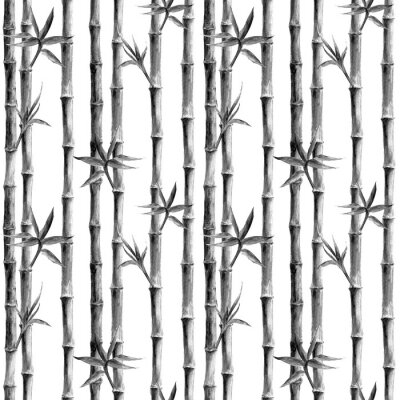 Tapete Schwarz-weißer Bambus