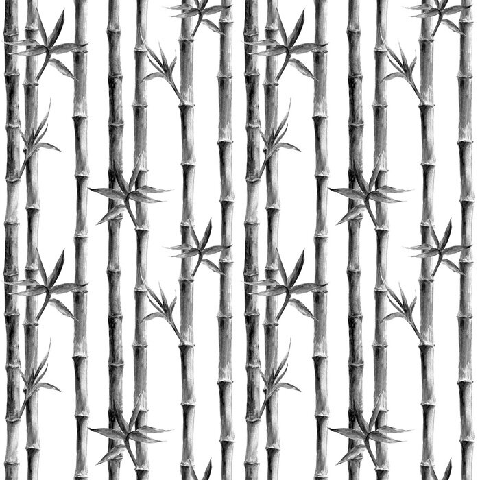 Tapete Schwarz-weißer Bambus