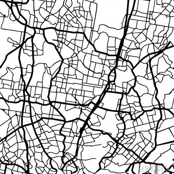 Tapete Schwarz-weißer Stadtplan mit Straßen