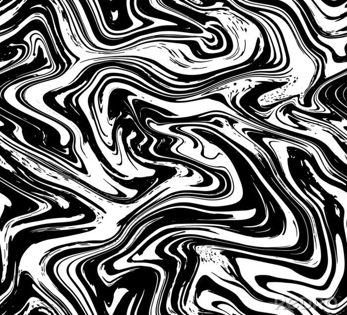 Tapete Schwarz-weißes abstraktes Marmor-Muster
