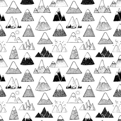 Tapete Schwarz-weißes Bergthema