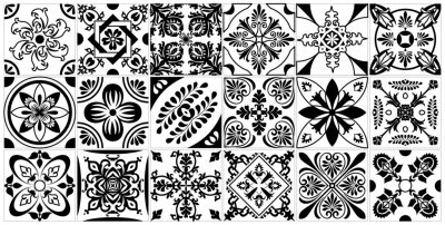 Schwarz-weißes Mosaik mit orientalischen Mustern