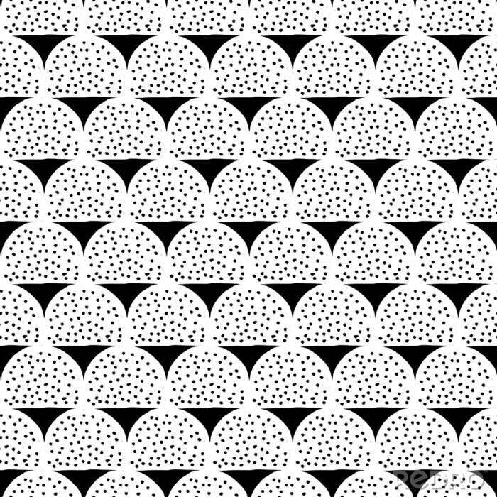Tapete Schwarz-weißes Motiv mit Punkten und Dreiecken