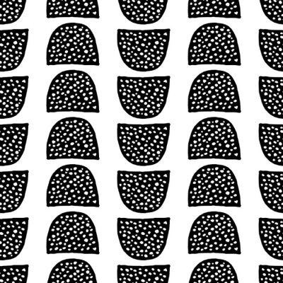 Tapete Schwarz-weißes Muster mit Punkten in einem Halbkreis