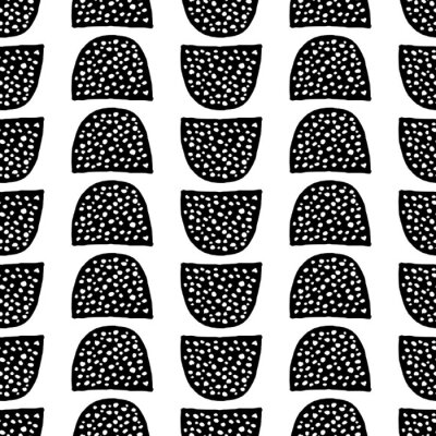 Tapete Schwarz-weißes Muster mit Punkten in einem Halbkreis