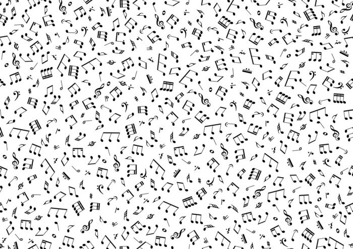 Tapete Schwarz-weißes Notenmuster