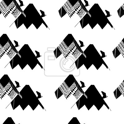 Tapete Schwarze grafische Darstellung der Berge