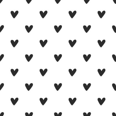 Tapete Schwarze Herzen auf weißem Hintergrund