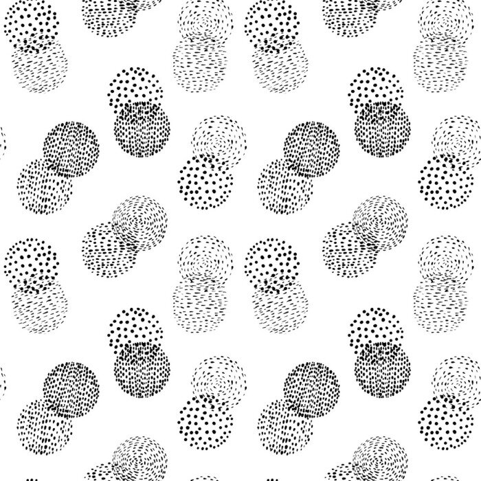 Tapete Schwarze Kreise mit Punkten im skandinavischen Stil