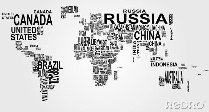 Tapete Schwarze Ländernamen auf weißem Hintergrund