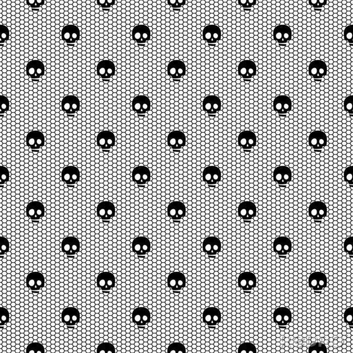 Tapete Schwarze Totenköpfe auf weißem Hintergrund