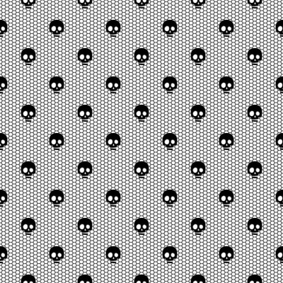 Tapete Schwarze Totenköpfe auf weißem Hintergrund
