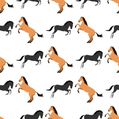 Tapete Schwarze und beige Pferde auf weißem Hintergrund