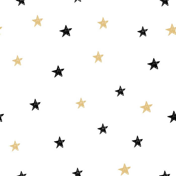 Tapete Schwarze und gelbe Sterne mit Filzstift gemalt