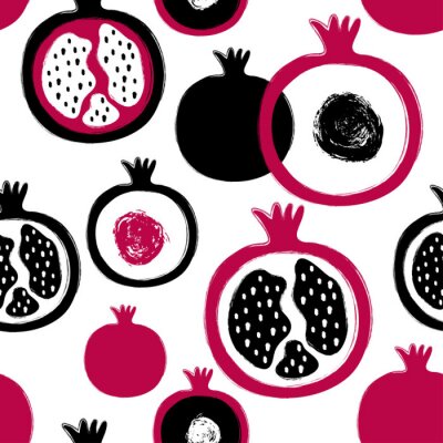 Tapete Schwarze und marineblaue Granatäpfel auf weißem Hintergrund