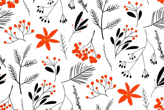 Tapete Schwarze und rote Winterbeeren