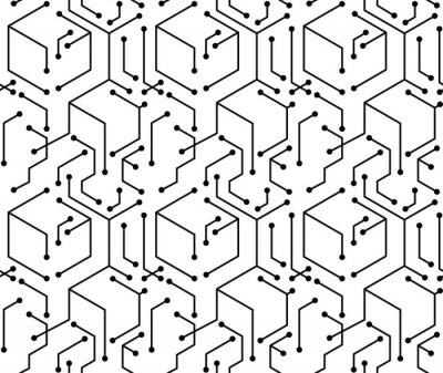 Tapete Schwarze Verbindungen auf weißem Hintergrund