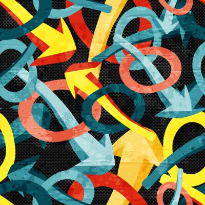 Tapete Schwarzes Graffiti mit farbigen Pfeilen