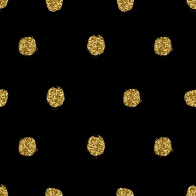 Tapete Schwarzes Motiv mit Punkten in Farbe der Goldimitation