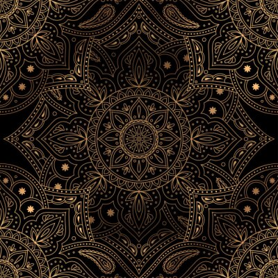 Tapete Schwarzes orientalisches Motiv mit Mandala