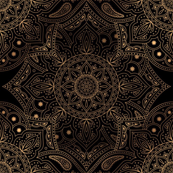 Tapete Schwarzes orientalisches Motiv mit Mandala