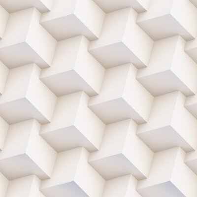 Tapete Seamless 3D pattern made of white and beige geometric shapes, creative background or wallpaper surface made of light and shadow. Futuristic decorative abstract texture design, simple graphic elements