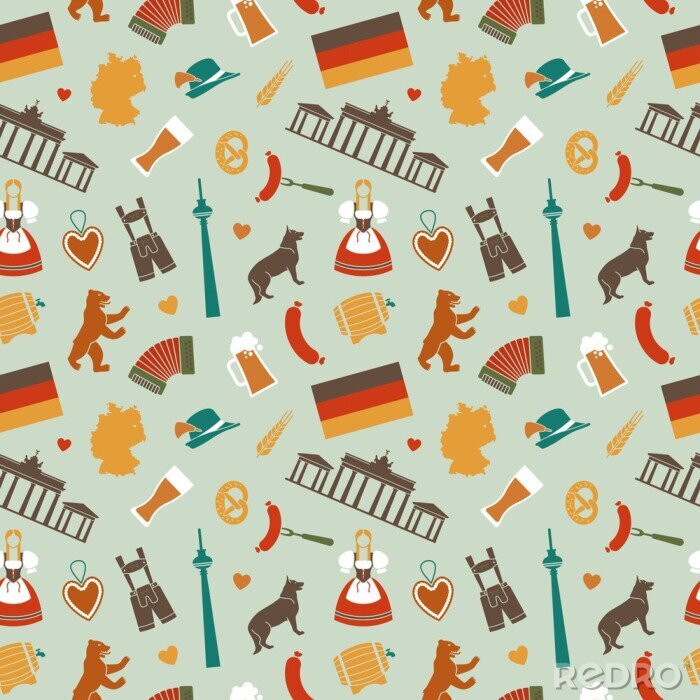 Tapete Seamless background with traditional symbols of Germany
