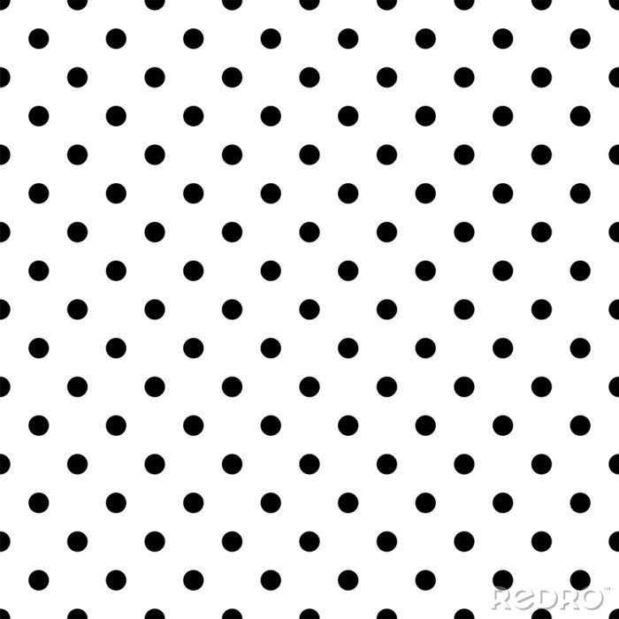 Tapete Seamless black polka dot pattern on white. Vector illustration.