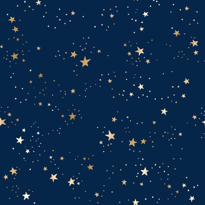 Tapete Seamless blue space pattern with gold constellations and stars