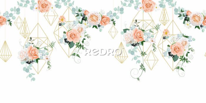 Tapete Seamless border with wedding decor for wallpaper