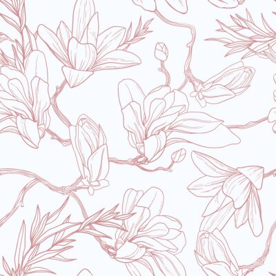 Tapete Seamless floral pattern with magnolia.